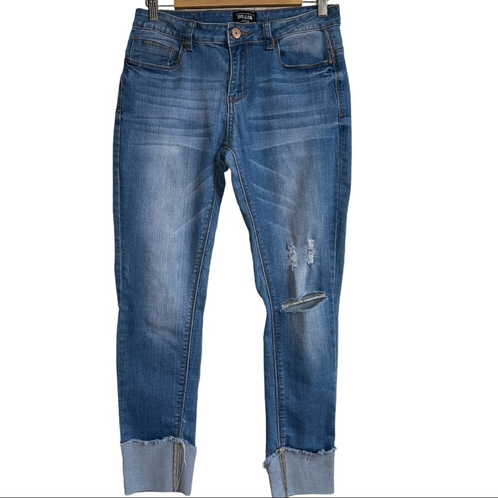 IRIS‎ JEANS CUFFED SKINNY CROPS DISTRESSED WOMEN’S DENIM JEANS SIZE 7